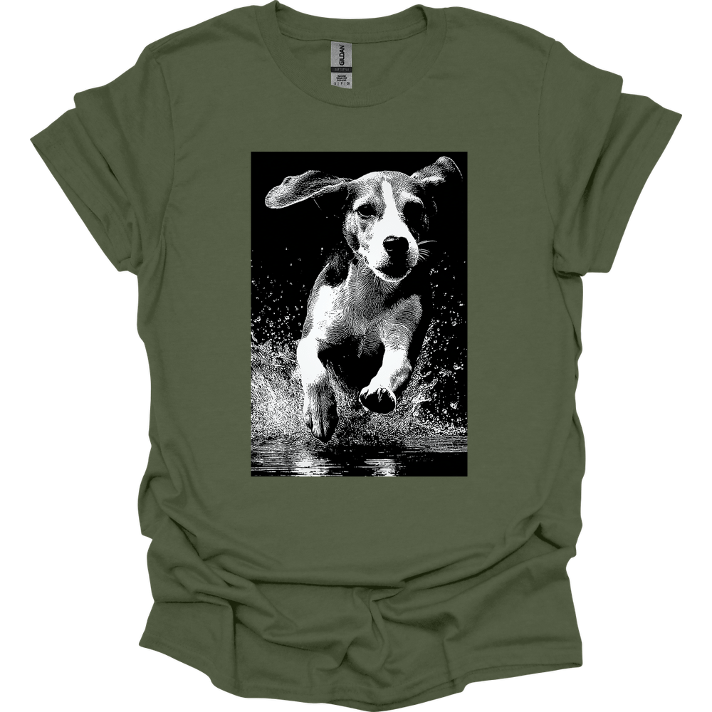Beagle - Puddle Dog T-Shirt - Military Green
