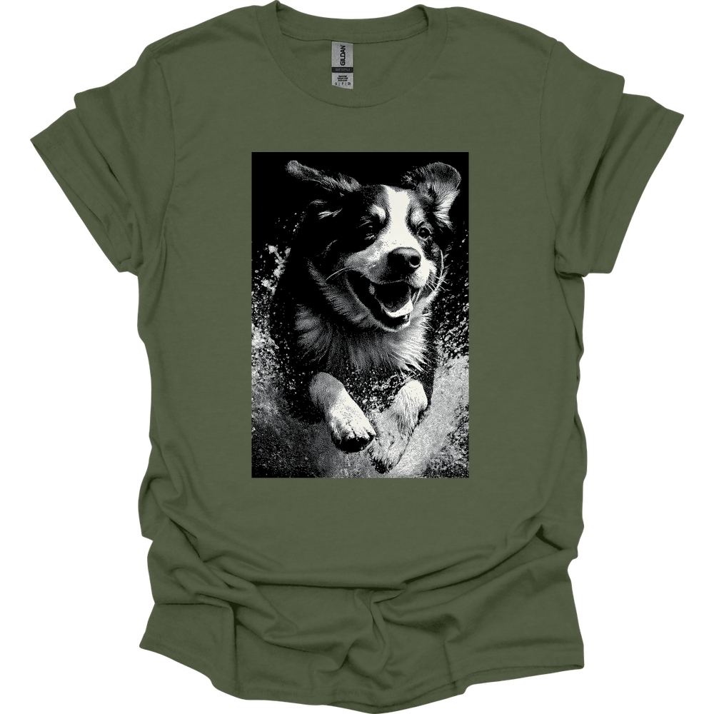 Bernese Mountain Dog - Puddle Dog T-Shirt - Military Green