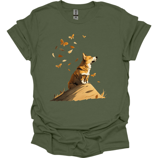 Corgi - Fall Dog T-Shirt - Military Green