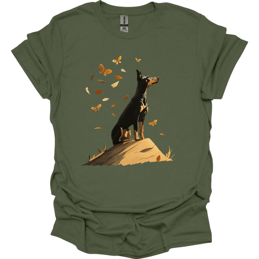 Doberman - Fall Dog T-Shirt - Military Green
