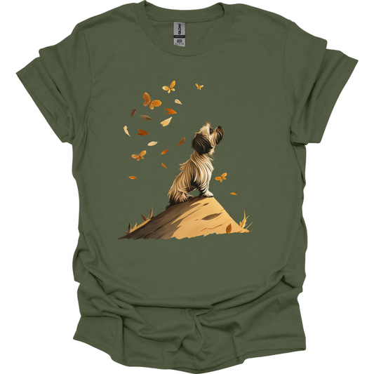 Shih Tzu - Fall Dog T-Shirt - Military Green