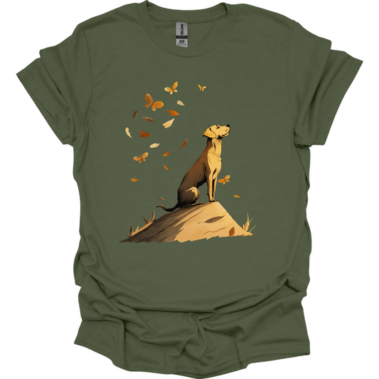 Vizsla - Fall Dog T-Shirt - Military Green