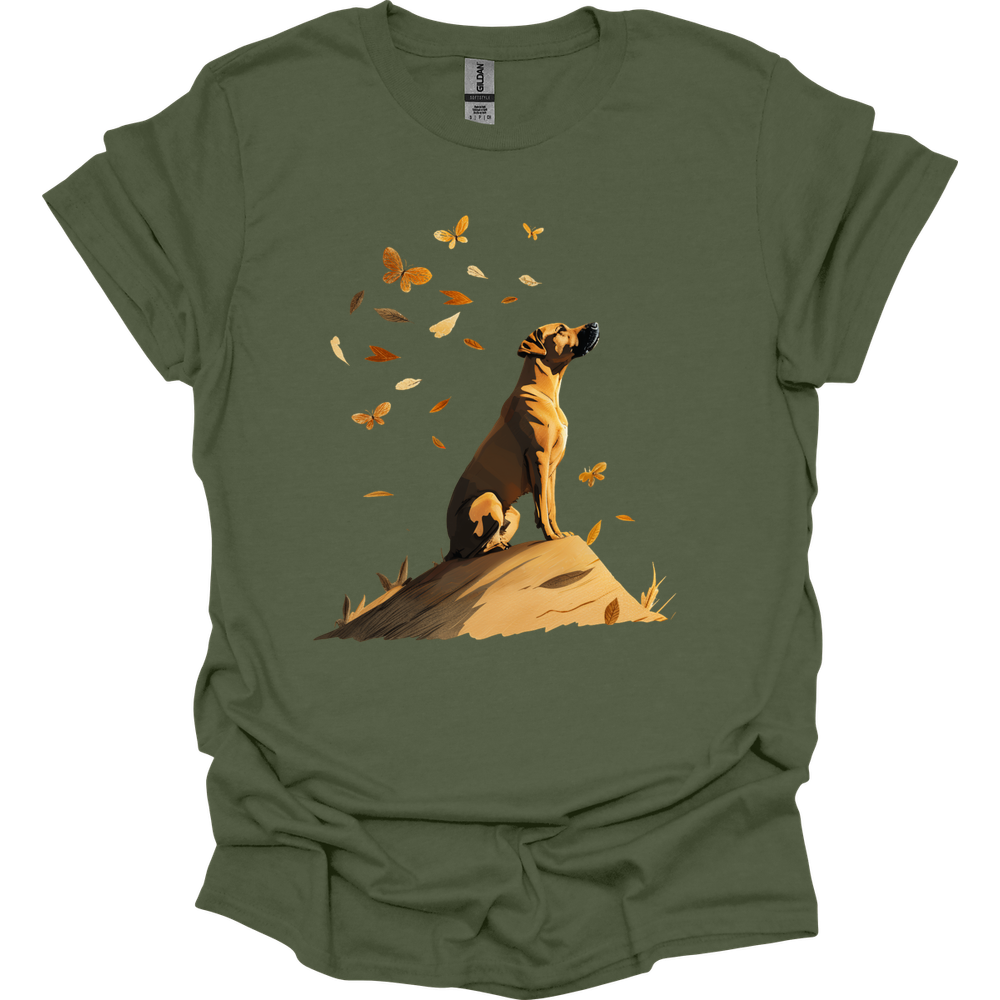 Rhodesian Ridgeback - Fall Dog T-Shirt - Military Green