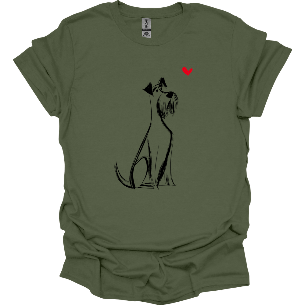 Giant Schnauzer - Sketch Dog T-Shirt - Military Green