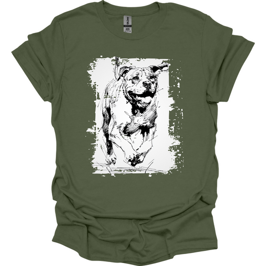 Mastiff - Running Dog T-Shirt - Military Green