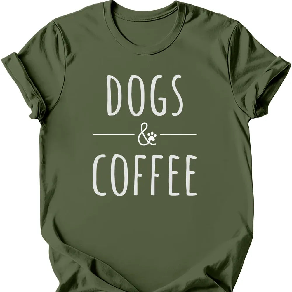 Dogs And Coffee T-Shirt - Military Green