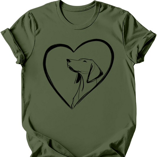 Vizsla - Heart Dog T-Shirt - Military Green
