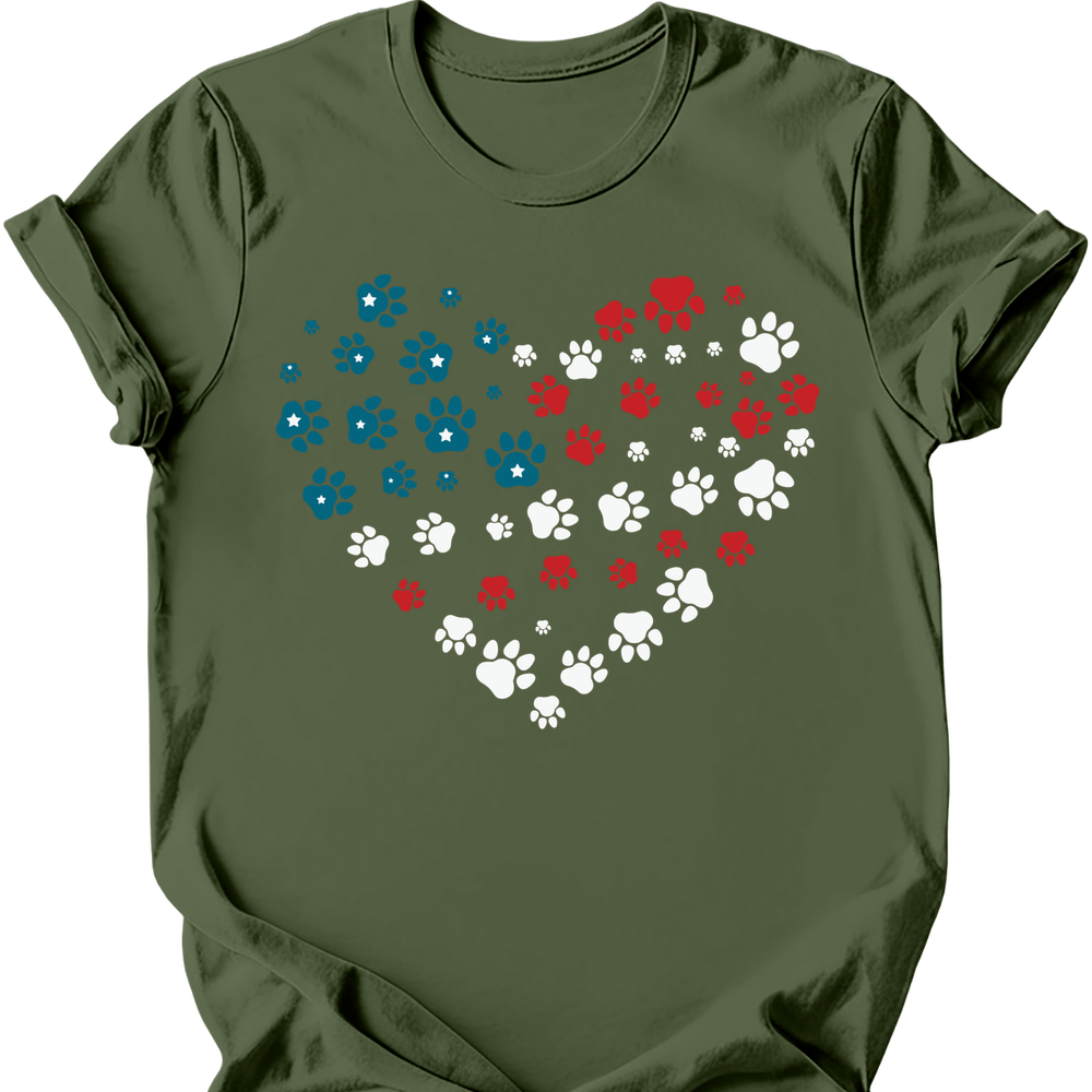 Heart Flag T-Shirt - Military Green