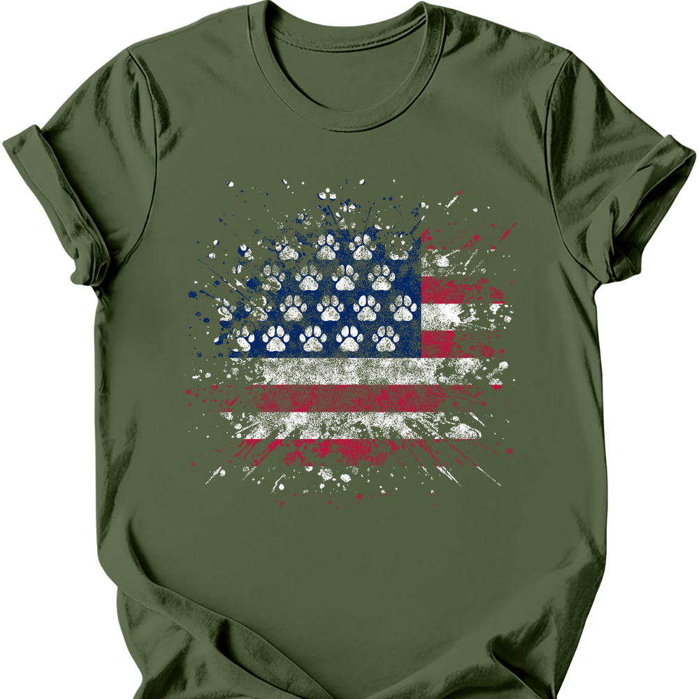 Splatter Flag T-Shirt - Military Green
