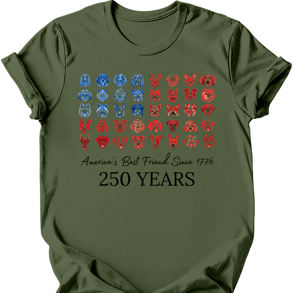Dogs and Stripes T-Shirt - Military Green