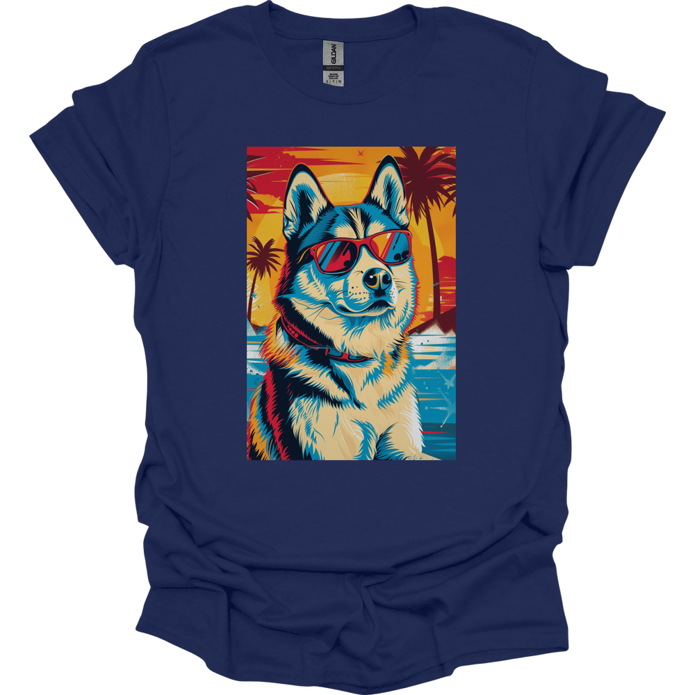 Siberian Husky - Summer Dog T-Shirt - Navy