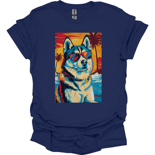 Siberian Husky - Summer Dog T-Shirt - Navy