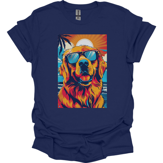 Golden Retriever - Summer Dog T-Shirt - Navy
