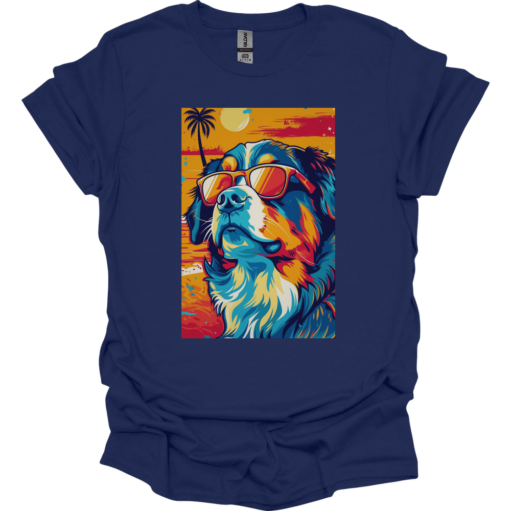 Bernese Mountain Dog - Summer Dog T-Shirt - Navy