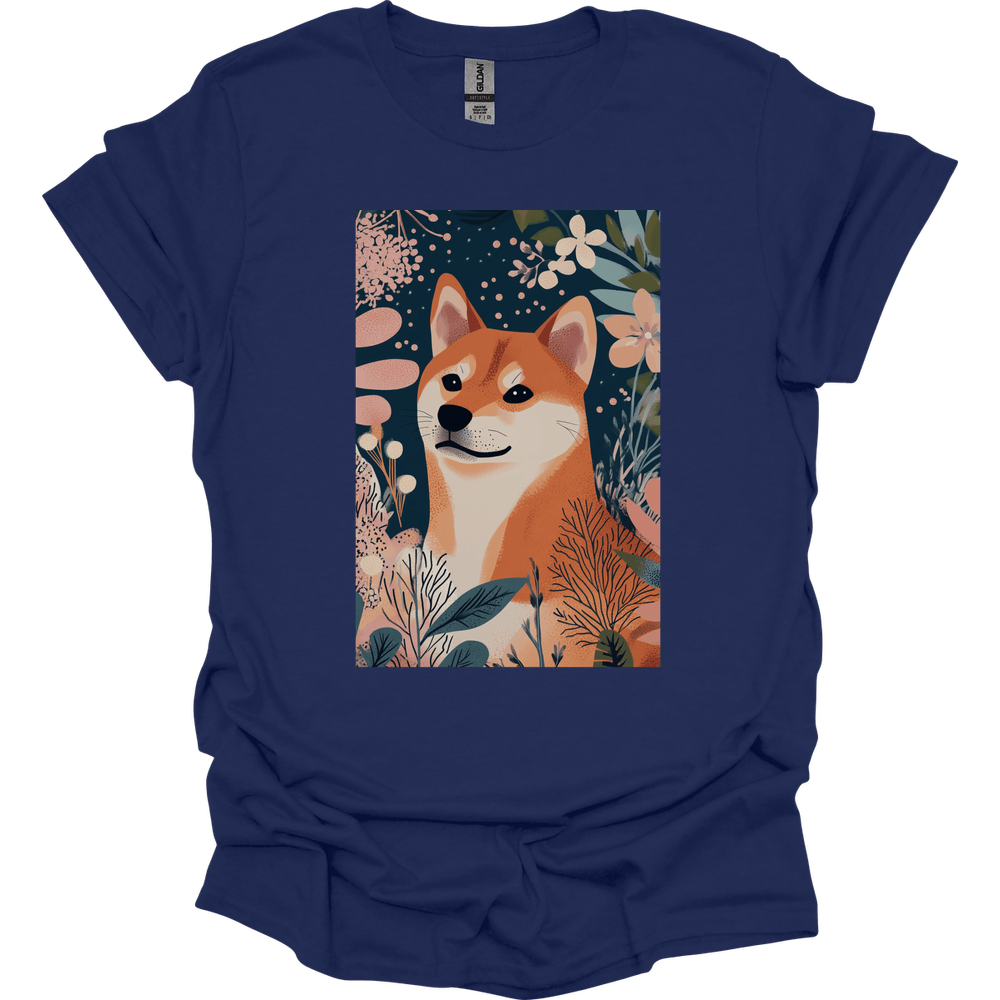 Shiba Inu - Boho Dog T-Shirt - Navy