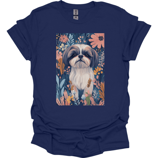 Shih Tzu - Boho Dog T-Shirt - Navy
