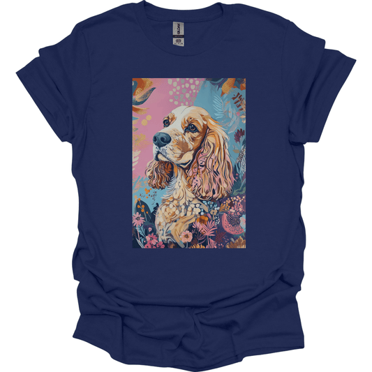 Cocker Spaniel - Boho Dog T-Shirt - Navy