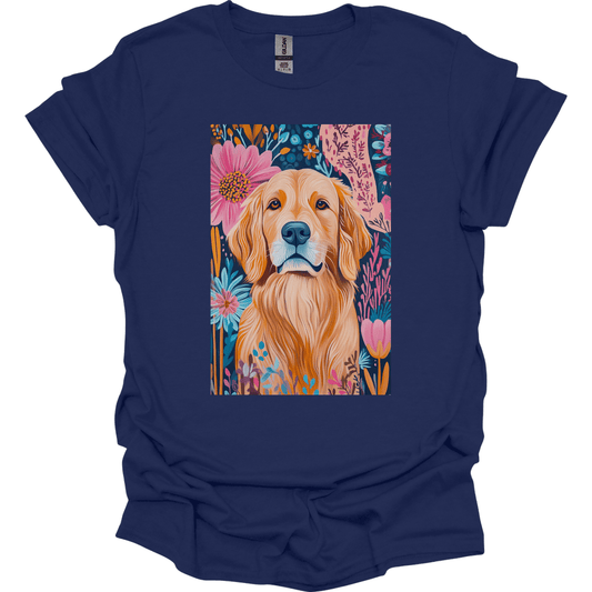 Golden Retriever - Boho Dog T-Shirt - Navy