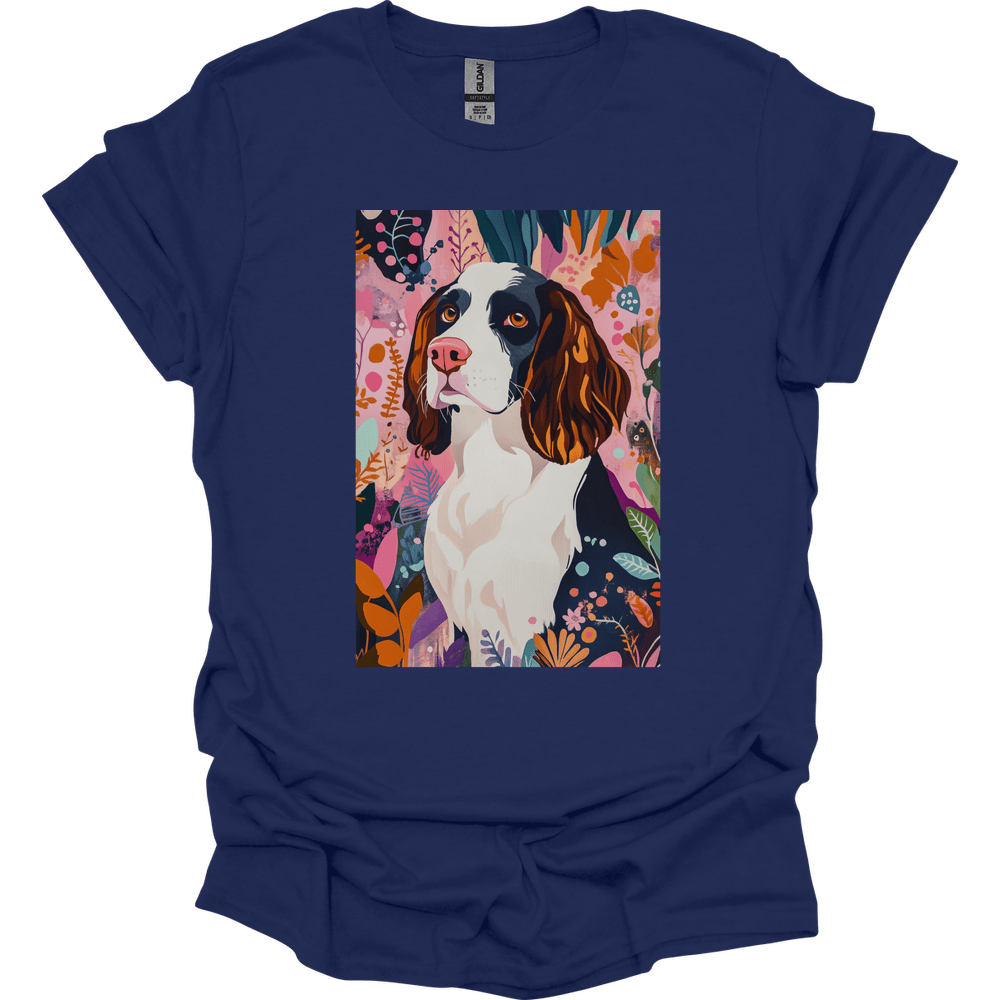 English Springer Spaniel - Boho Dog T-Shirt - Navy