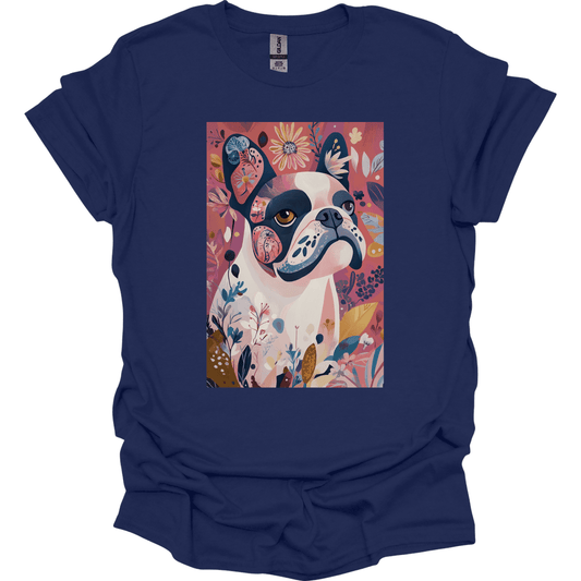 Bulldog - Boho Dog T-Shirt - Navy