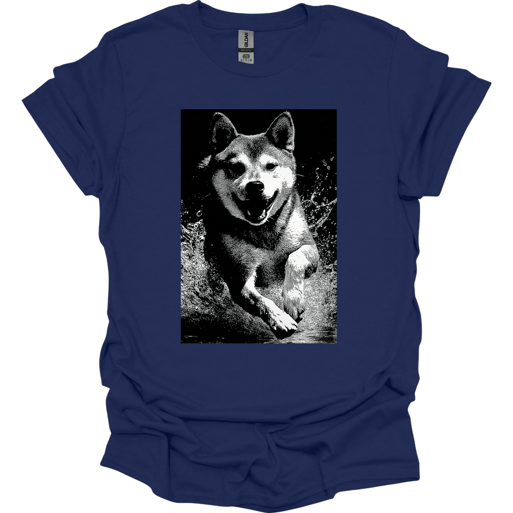 Shiba Inu - Puddle Dog T-Shirt - Navy