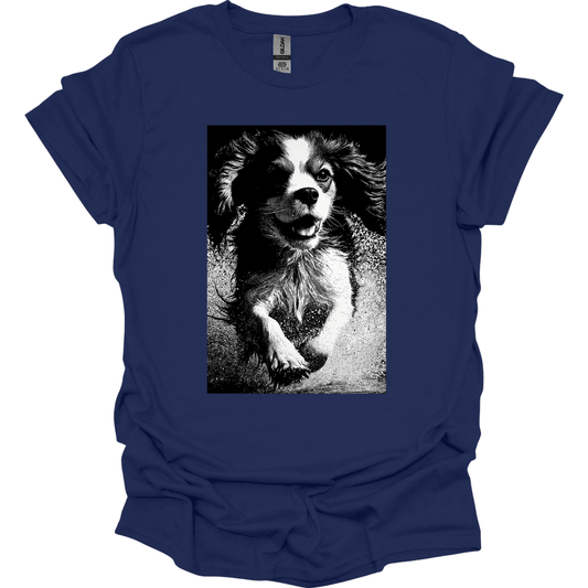 Cavalier King Charles Spaniel - Puddle Dog T-Shirt - Navy