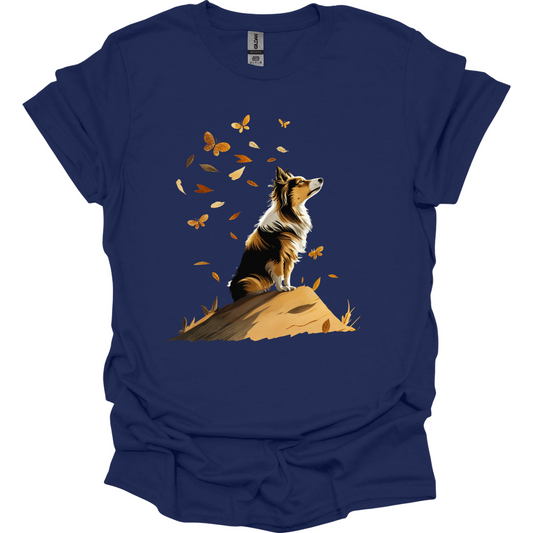 Shetland Sheepdog - Fall Dog T-Shirt - Navy