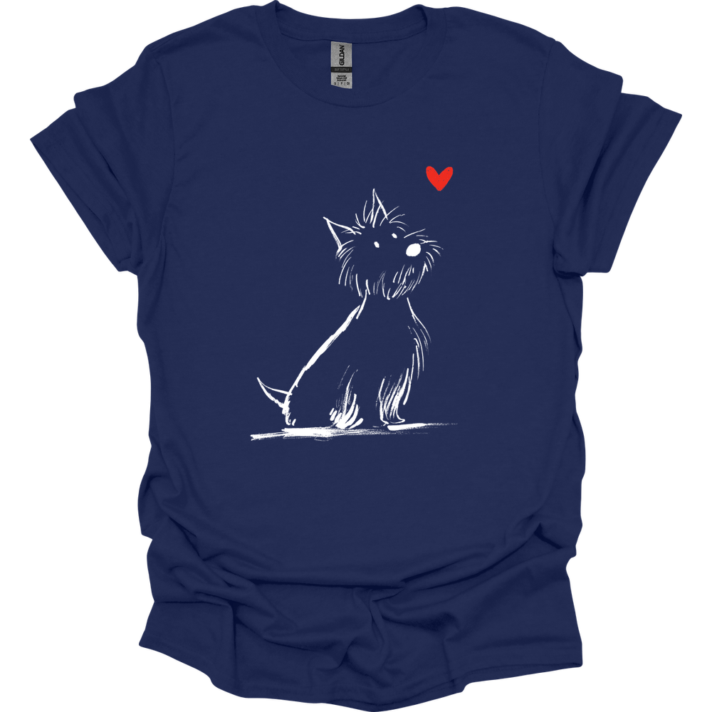West Highland White Terrier - Sketch Dog T-Shirt - Navy