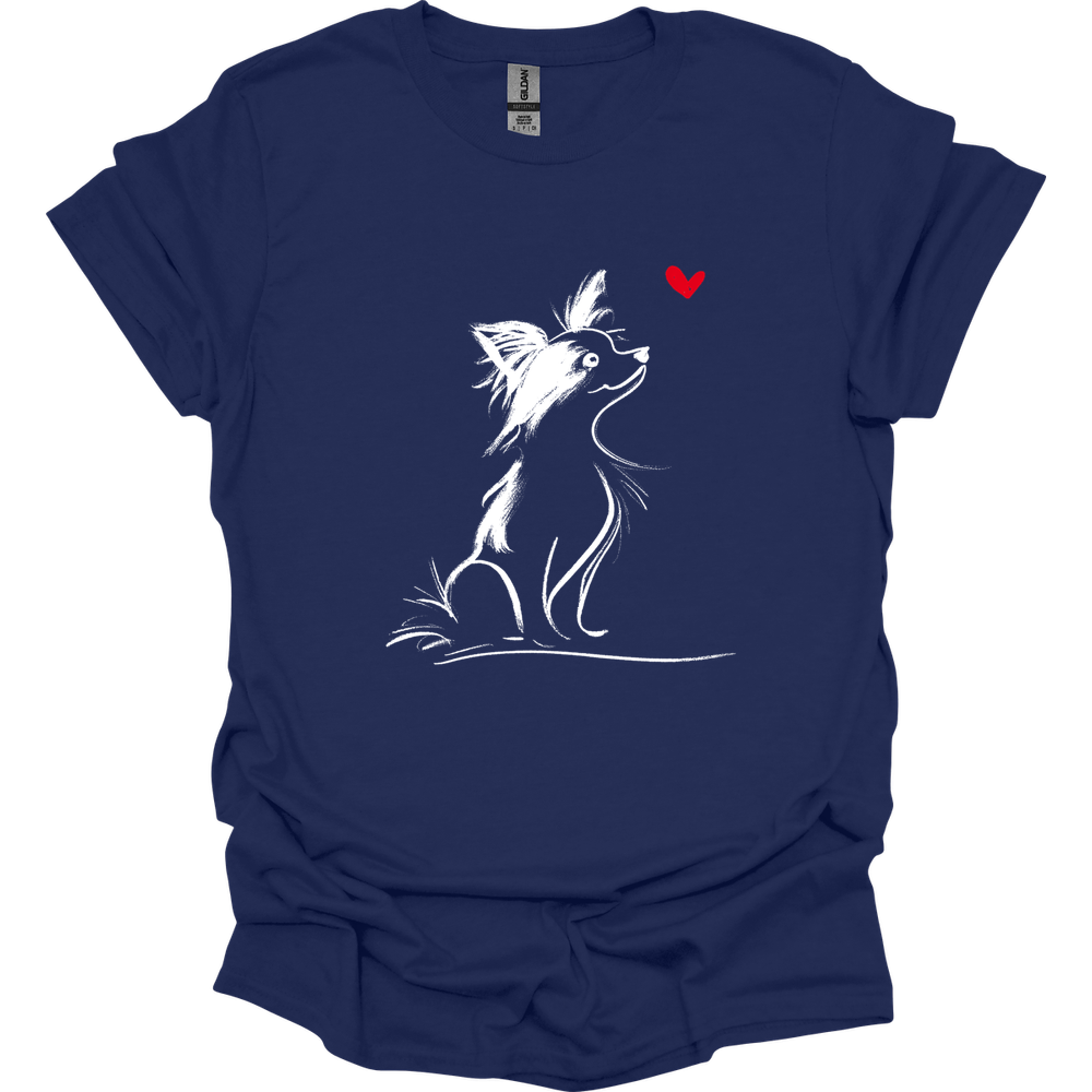 Papillon - Sketch Dog T-Shirt - Navy