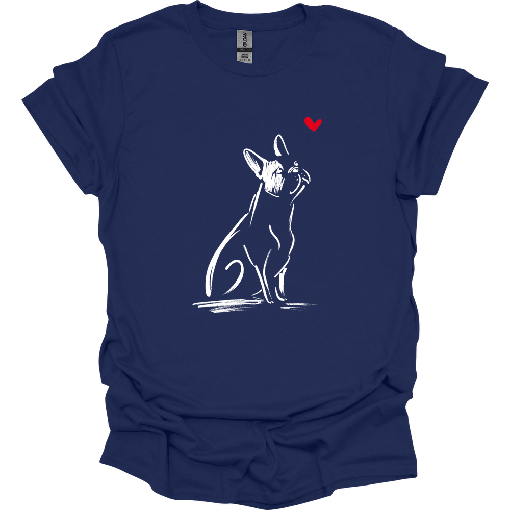 Boston Terrier - Sketch Dog T-Shirt - Navy