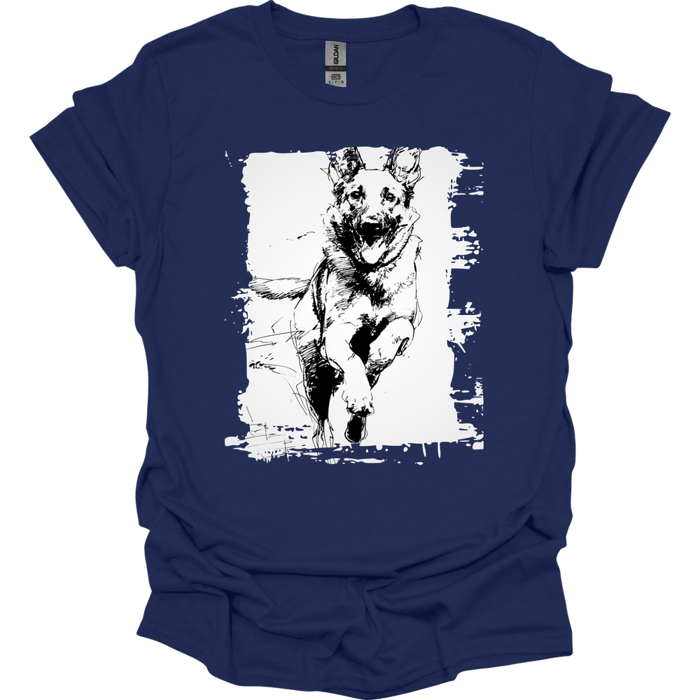 Belgian Malinois - Running Dog T-Shirt - Navy