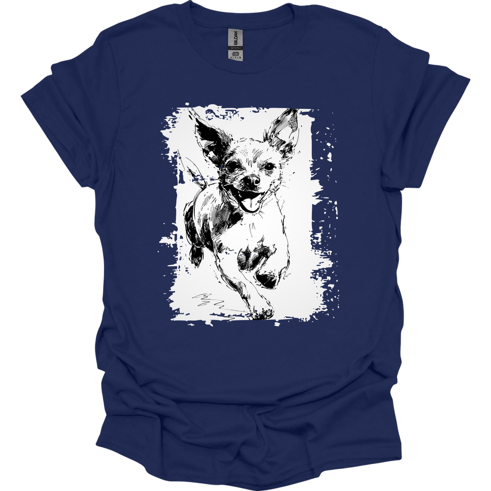 Chihuahua - Running Dog T-Shirt - Navy