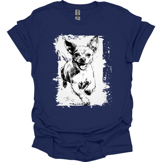 Chihuahua - Running Dog T-Shirt - Navy