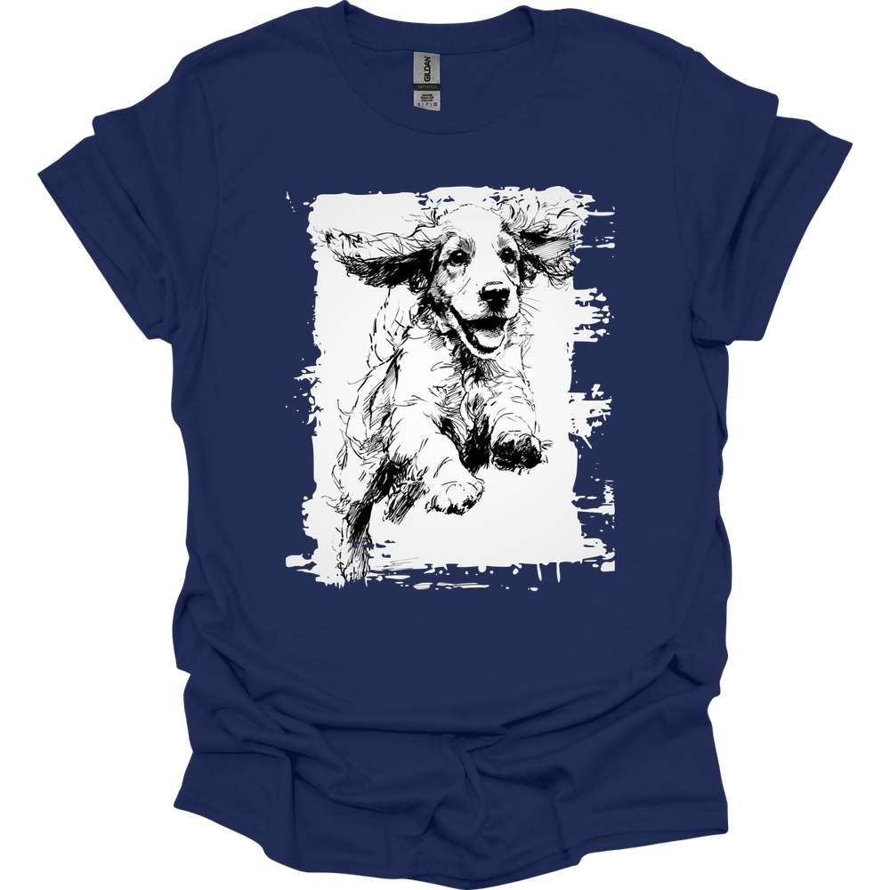 Cocker Spaniel - Running Dog T-Shirt - Navy
