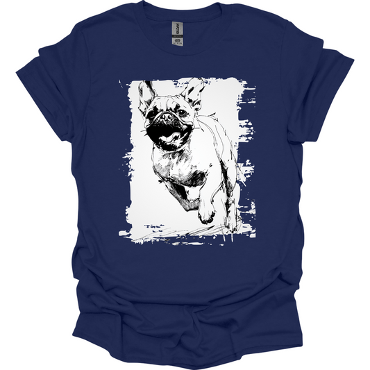 Pug - Running Dog T-Shirt - Navy