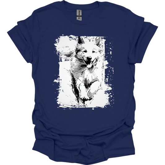 Samoyed - Running Dog T-Shirt - Navy