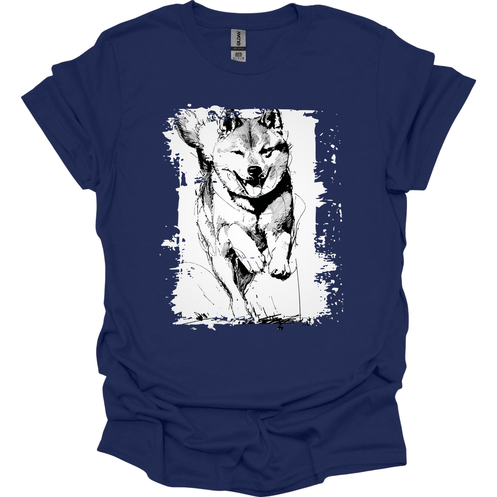 Shiba Inu - Running Dog T-Shirt - Navy
