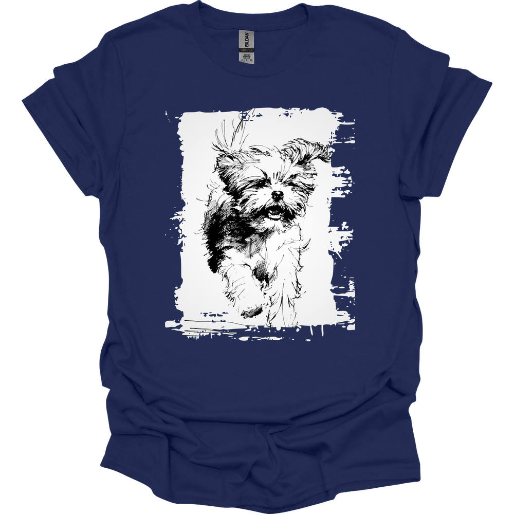 Shih Tzu - Running Dog T-Shirt - Navy