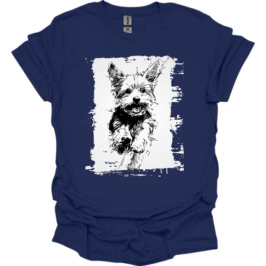 Yorkshire Terrier - Running Dog T-Shirt - Navy