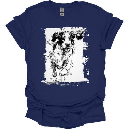 English Springer Spaniel - Running Dog T-Shirt - Navy