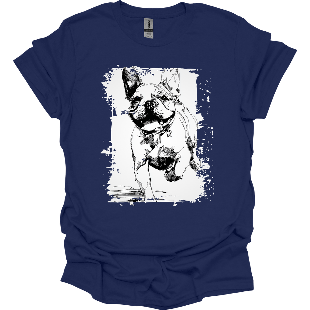 French Bulldog - Running Dog T-Shirt - Navy