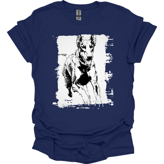 Doberman - Running Dog T-Shirt - Navy