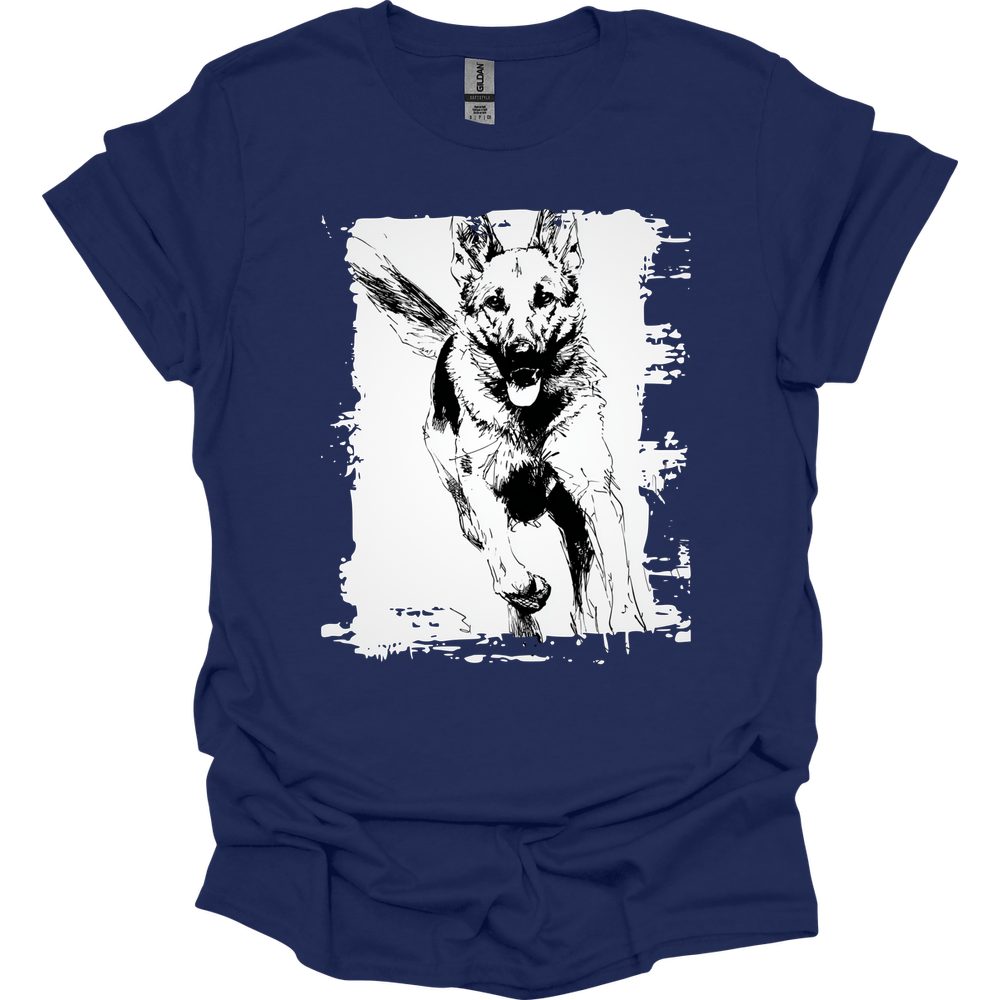 German Shepherd - Running Dog T-Shirt - Navy