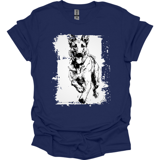 Dutch Shepherd - Running Dog T-Shirt - Navy