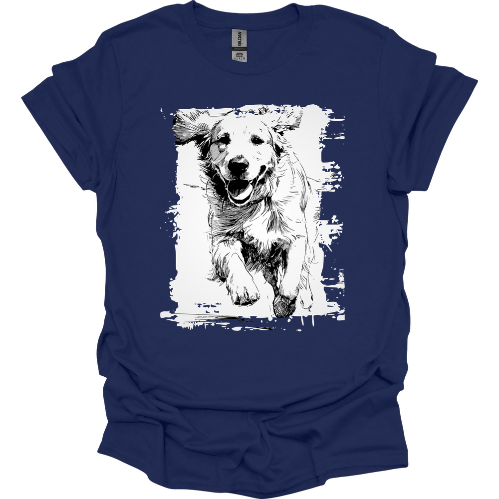 Golden Retriever - Running Dog T-Shirt - Navy