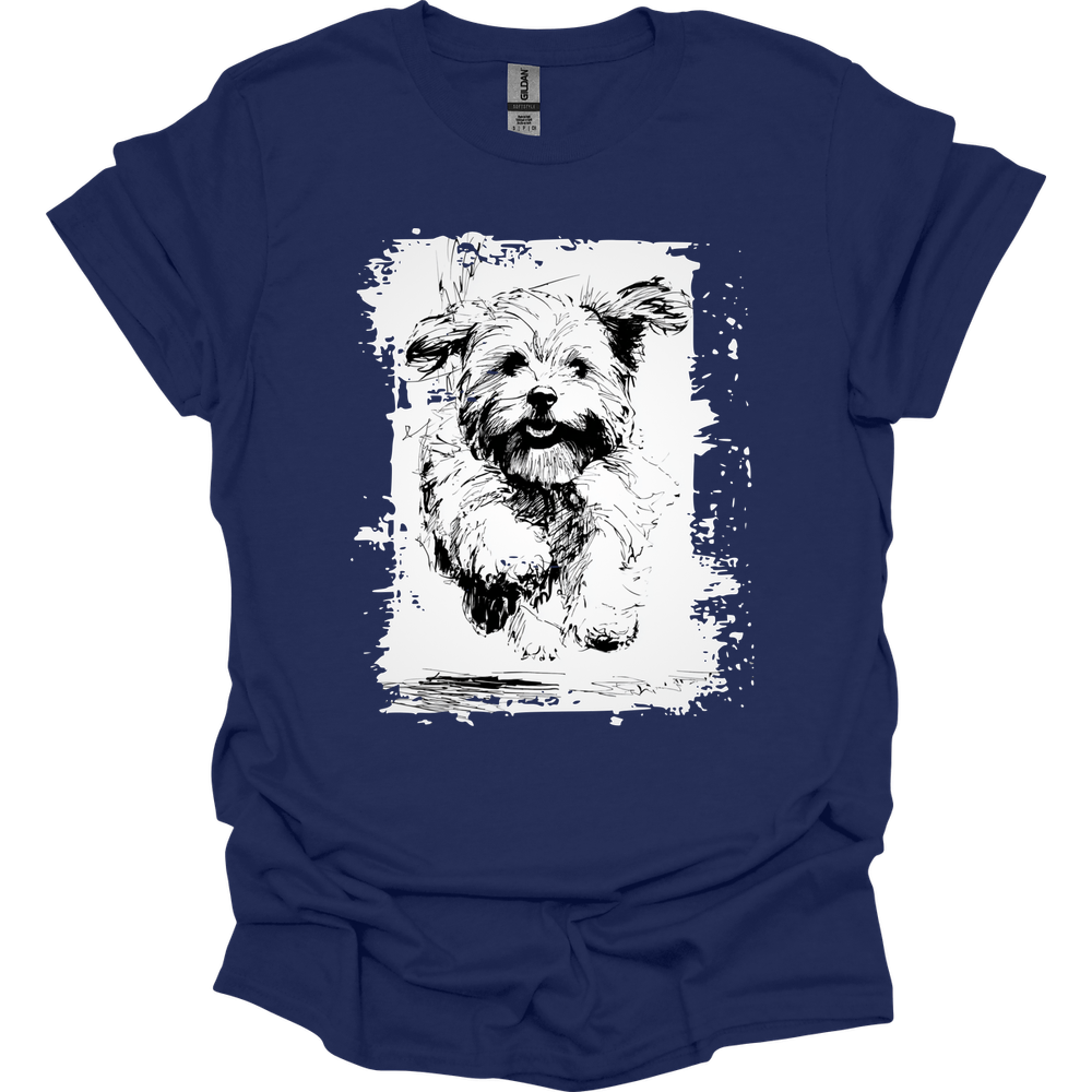 Havanese - Running Dog T-Shirt - Navy