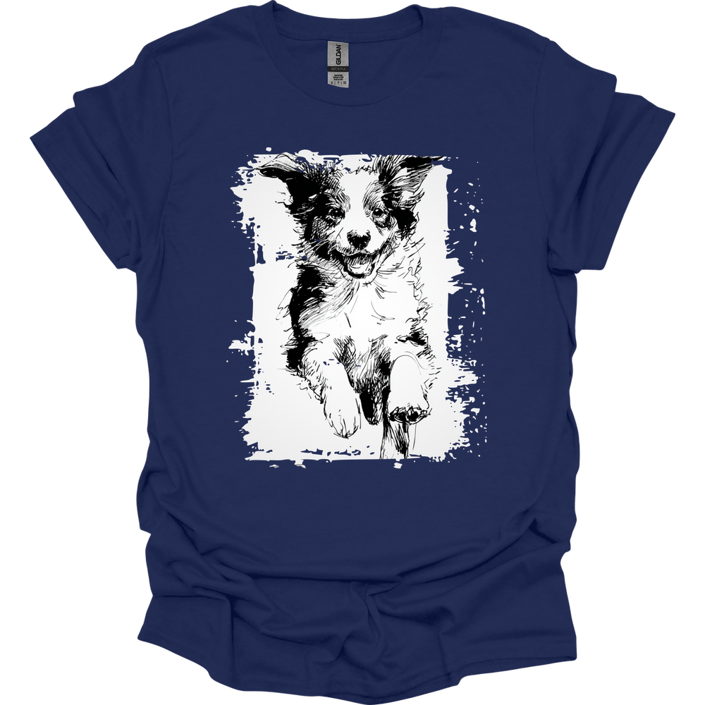 Miniature American Shepherd - Running Dog T-Shirt - Navy