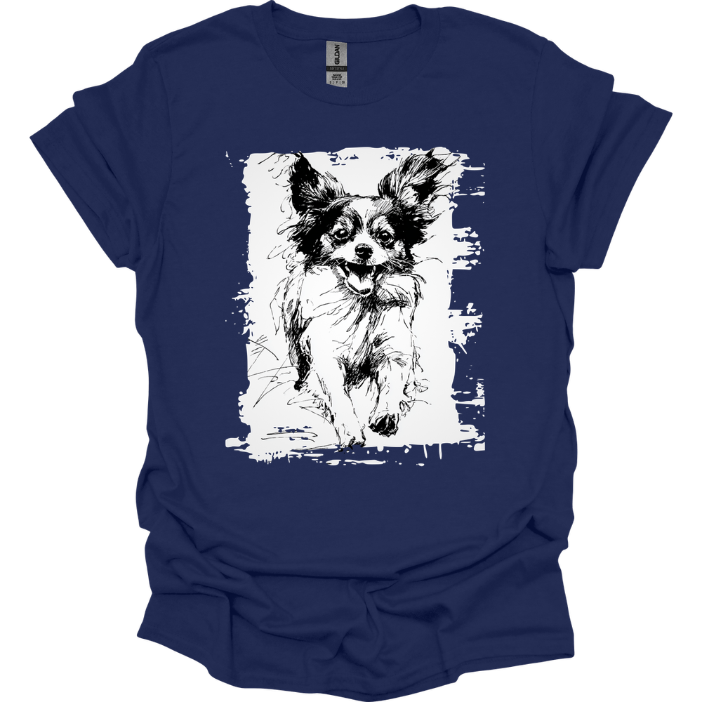 Papillon - Running Dog T-Shirt - Navy