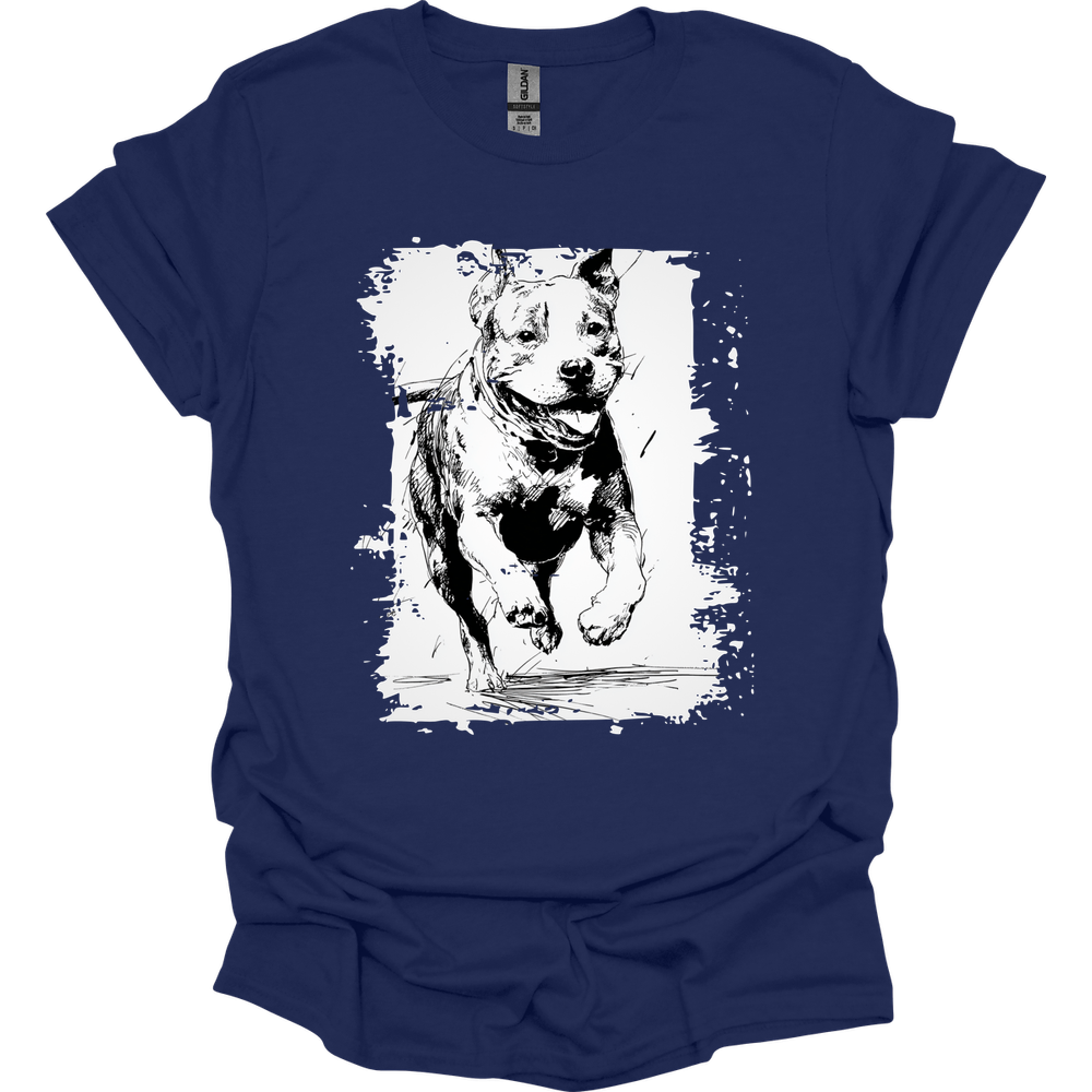 Pitbull - Running Dog T-Shirt - Navy