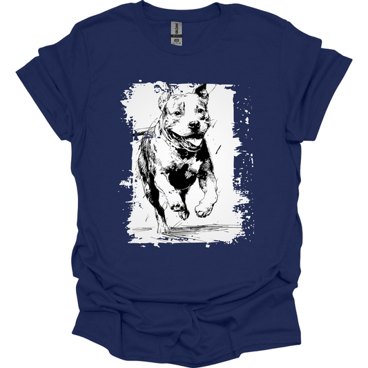 Pitbull - Running Dog T-Shirt - Navy